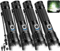 Kmivo Flashlights Rechargeable LED High Lumens - 4 Pack 90,000LM Super Bright Flashlight, Adjustable Powerful Flash Light with 5 Modes, Waterproof Handheld Flashlight for Home, Camping - size: M-4P
