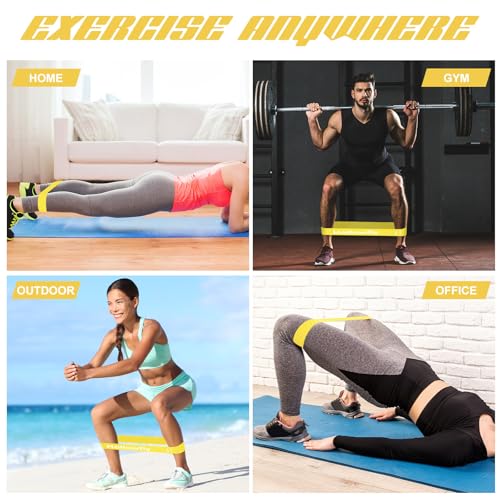 Hollowfly 12 Pcs Resistance Loop Bands for Booty Legs - color: Yellow, style: Medium
