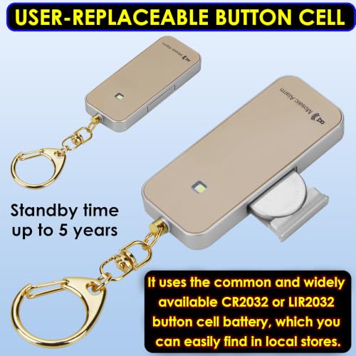 Ultrathin Personal Alarm Waterproof Replaceable Battery Strobe Light - color: Gold