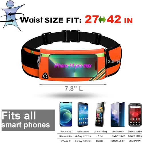 USHAKE Running Belt Fanny Pack for Women & Men, Phone Holder Waist Bag - color: Orange