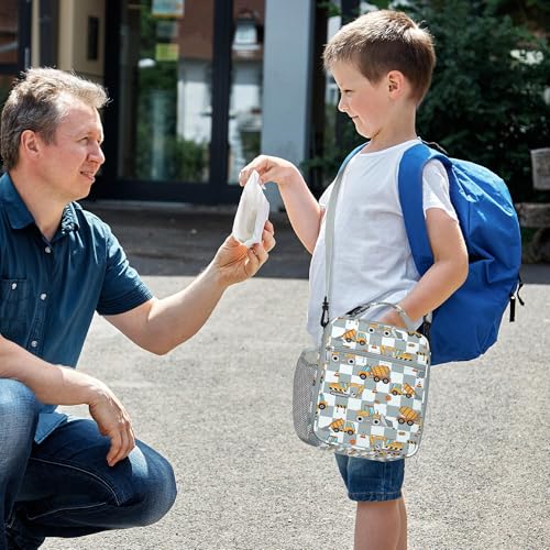 Clastyle Car Insulated Kid Lunch Bag for Boy Lunch Box, Engineer Excavator - color: Grey Excavator