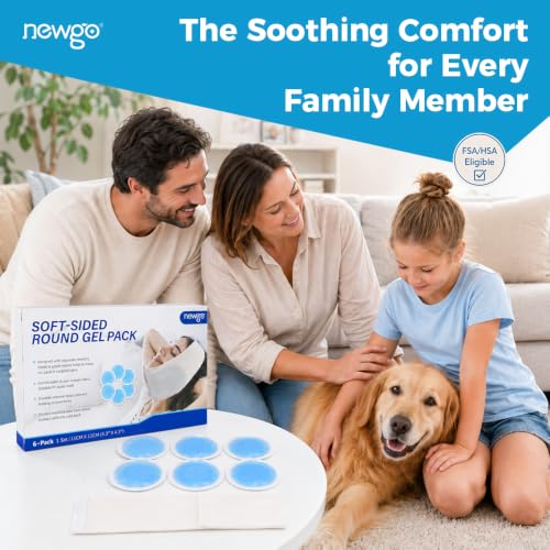 NEWGO Small Ice Packs for Injuries Reusable with Cloth Backing, 6 Packs - color: Blue - 6 Pack