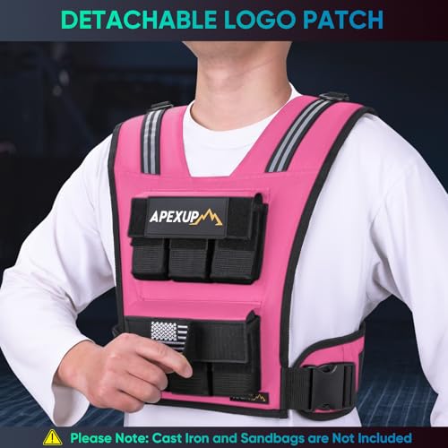 APEXUP Weighted Vest Men, Adjustable Weight Vest for Running - color: Pink, size: With Weights-30lbs