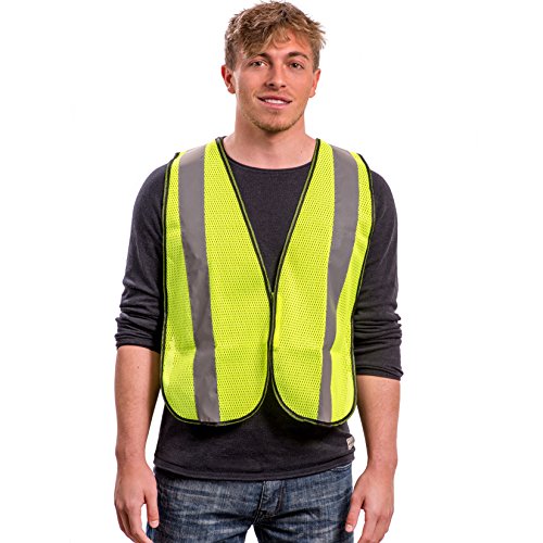 Safety Vest with High Visibility - 2 Inch Reflective Strips, Bright Neon Yellow, Breathable Polyester Mesh Fabric, ANSI ISEA Class Unrated, Hi Viz All Day and Night (10 Pack - XL-XXXL) - size: X-Large-3X-Large