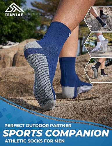 Mens Compression Running Socks: 15-20 mmHg Arch Support Non-Slip - color: E-blue Blue Blue, size: 13-16