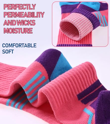 FNOVCO Women's Hiking Walking Running Crew Socks Thick Cushioned Athletic Compression Socks 5 Pairs - color: 5 Pairs Multicolor 01, size: 9-11