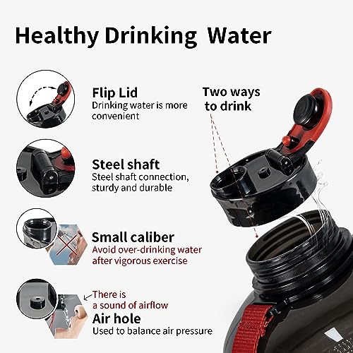 TOOFEEL 2.2 Liter Gym Water Bottle - 100% Leak Proof Big Sports Water Bottle Larger than 74 oz Water Bottle with Visible Volume for Drinking (74oz Transparent Black) - color: Transparent Black, style: 74 oz water bottle