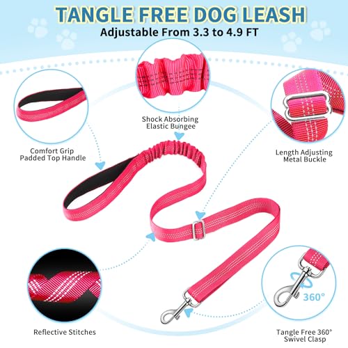 Lukovee Small Dog Harness and Leash Set, No Pull Soft Padded, 4ft Leash, M - color: B-pink, size: M ( Chest 19.7'' ~ 29.1'')