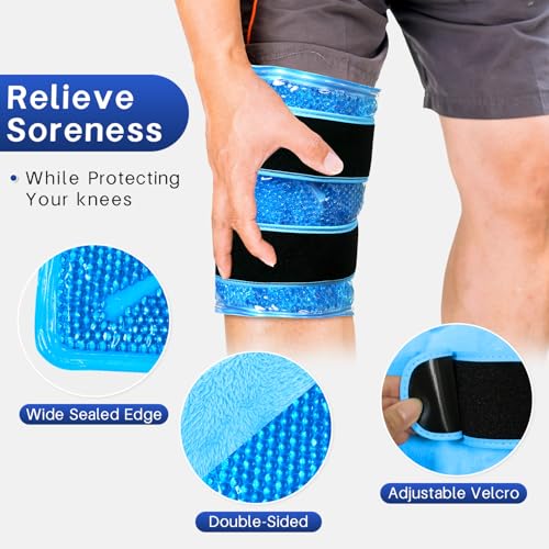 Knee Ice Pack Wrap for Pain Relief Reusable Multi-Purpose Gel Ice Wrap - color: Blue-1 Pack