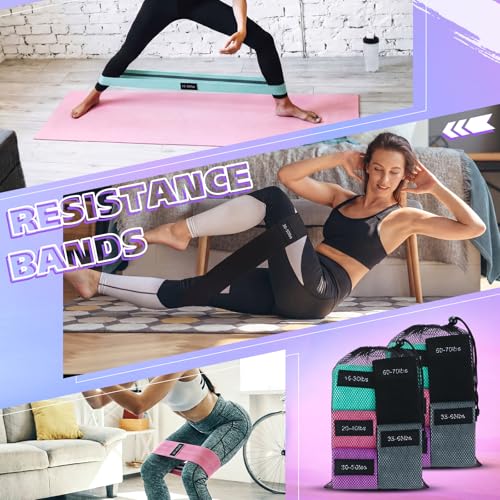 10 Pcs Fabric Resistance Bands for Exercise, 5 Levels - color: Vibrant