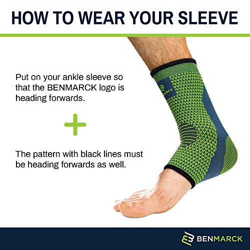 Benmarck Achilles Tendon Support Brace, Plantar Fasciitis Sock, Ankle Compression Sleeve For Running, Tendonitis and Flat Feet Relief - color: Fjord Blue