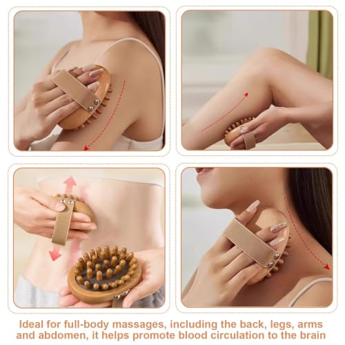 2pcs Wood Lymphatic Drainage Massager Body Gua Sha Brush Tool