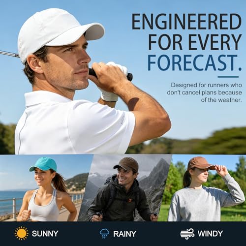 Waterproof Baseball Cap Running Hat Mens Womens Rain Hat Quick Dry Golf Hat with Sweatband Outdoor Breathable Sports Cap - color: White