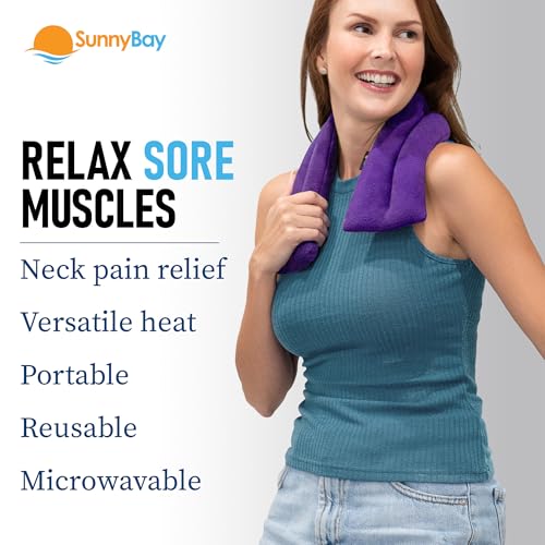 SunnyBay Microwavable Heating Pad, Neck and Shoulder Wrap, 26 inch, Purple - color: Purple