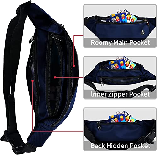 Fanny Packs for Men and Women Water-Repellent Sports Waist Pack Bag - color: 1pack-Ball Pattern Blue