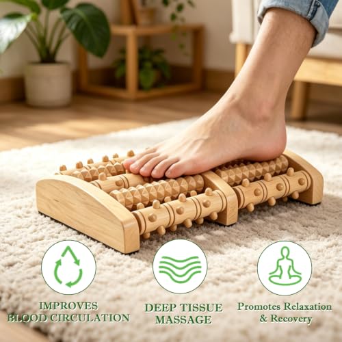 Dual Foot Massager Roller, Wooden Foot Massager, Gifts for Women and Men