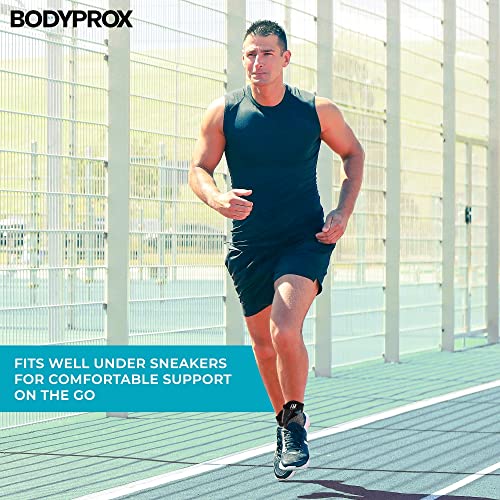 Bodyprox Ankle Brace for Women and Man, Ankle Compression Sleeve, Ankle Support with Adjustable Compression Strap for Sprained Ankle, Injury Recovery and More! (Medium) - size: Medium