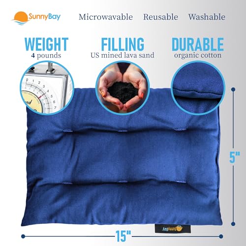 SunnyBay Lava Sand Microwavable Heating Pad, 8x12 inch, 4 lb, USA Made - color: Blue