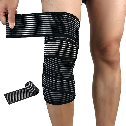 Compression Bandage Wrap, Knee Lower Leg Calf Support Band, Lower Leg Compression Wrap Brace, Thigh Compression Sleeve, Leg Brace for Sciatica Pain Relief for Football Basketball Running, Adjustable