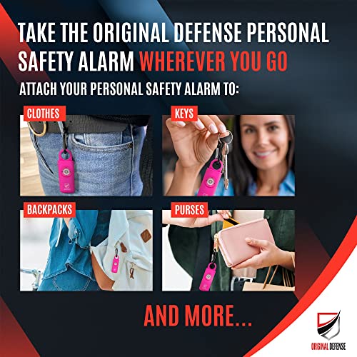Original Defense® Siren Self-Defense Alarm - 125 dB Keychain Alarm with LED Strobe Light for Women, Children, and Elderly - Police Recommended - (Magenta, 1 Count) - color: Magenta