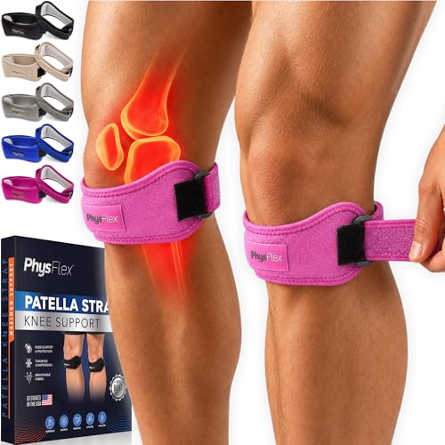 2 Pack Patellar Tendon Support Strap, Knee Brace, Knee Support, Pain Relief - color: Pink