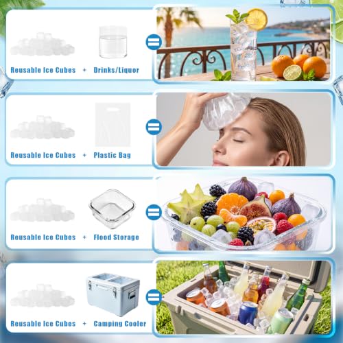 400 Pcs Reusable Ice Cubes for Coolers, BPA Free Refreezable Plastic Ice Cubes with Storage Bag for Drinks Whiskey Coffee Bars Party Outdoor Baths Enthusiasts (Clear)