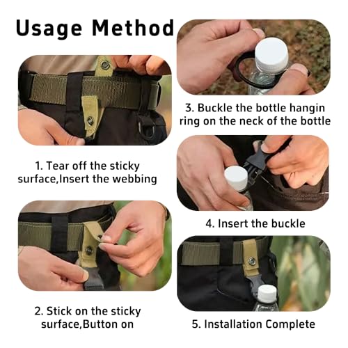 pson 4Pcs 1.37 Inch Portable Water Bottle Clip Holder, Hanging Bottle Buckle Keychain Ring for Outdoor Camping Hiking Travel(Black) - color: Black