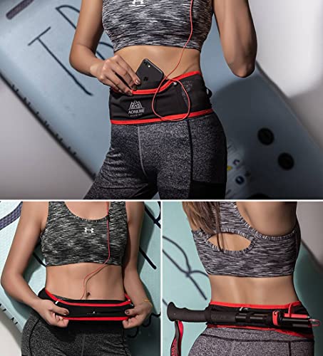 AONIJIE Running Belt Fanny Pack with 250ml Soft Water Bottle Flask for Women Men, Moisture Wicking Waist Pack Great for Marathon Climbing Jogging Cycling, for 6.8in Mobile Phone (Full Black: S/M) - color: Full Black: S/M
