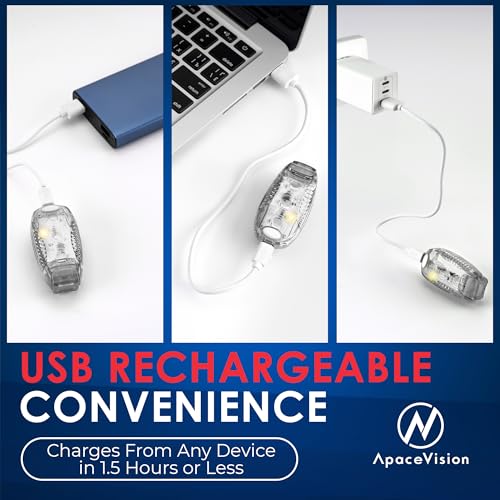 EverLightFX USB Rechargeable LED Safety Light 2 Pack, Clip On Strobe Light - color: White