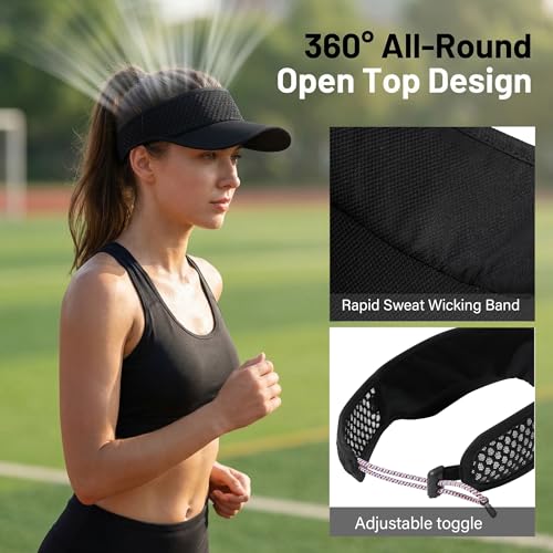 LONGLONG Sports Sun Visor Hat with Non-Slip Toggle Breathable for Women Men - color: Black