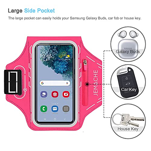 Armband for Samsung Galaxy S26 S25 S24 S23 S22 Ultra/Plus/FE, Gym Running Workouts Arm Band with Earbuds Holder (Rosy) - color: Rosy