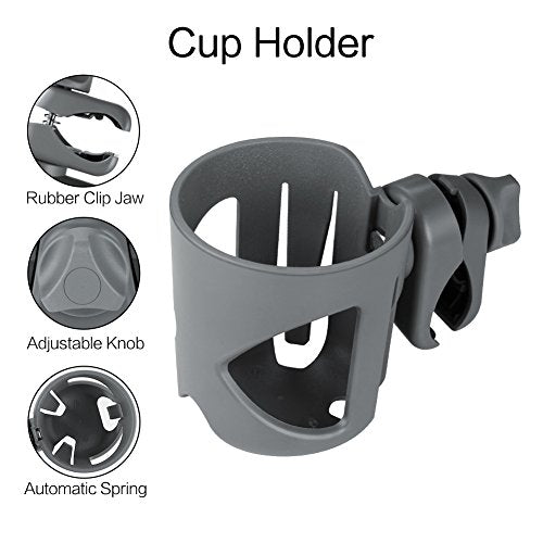 Accmor Stroller Cup Holder, Universal Cup Holder for Walker Wheelchair Bike Scooter, 360° Rotatable Stroller Cup Holder Attachment Walker Wheelchair Accessory - color: All Grey