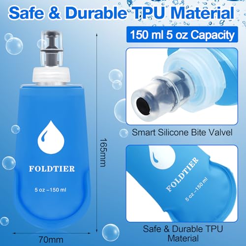 FoldTier 6 Pcs Soft Flask Set 5 oz Folding Water Bottle for Running