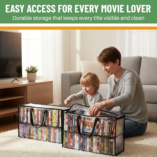 Evelots VHS Storage Bags, 4 Pack, Holds 200 VHS Tapes - size: 4-Pack (Holds 200), style: Vhs Storage Bag