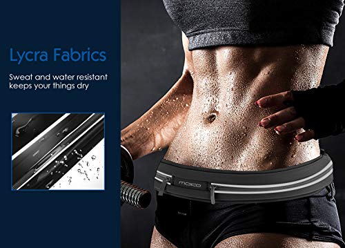 MoKo Running Belt, Dual-Pouch Reflective Waist Pack for 6.5 in Phones - color: Black