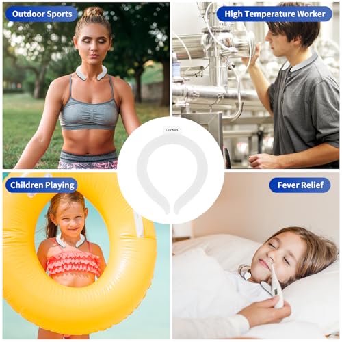 2PCS PCM Neck Cooling Tube with Insulated Bag, Reusable Ice Ring Neck Cooler Wrap, Wearable Cooling Neck Ring for Hot Weather in/Outdoor Sports, TPU Freezable Collar (Blue+White) - color: White+blue