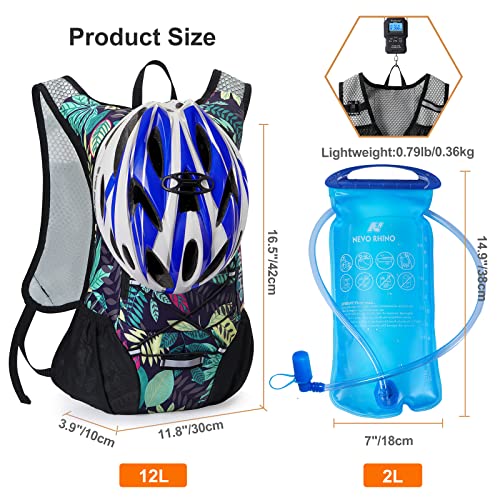 Lightweight Hydration Backpack, Running Backpack with 2L Water Bladder - color: Blue Print2