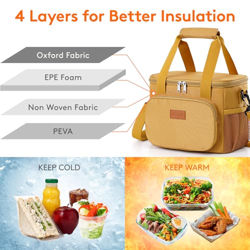 Lifewit Insulated Lunch Box for Men, Lunch Bag Cooler Women, 12-Can 9L - color: Brown, size: Medium(9L)