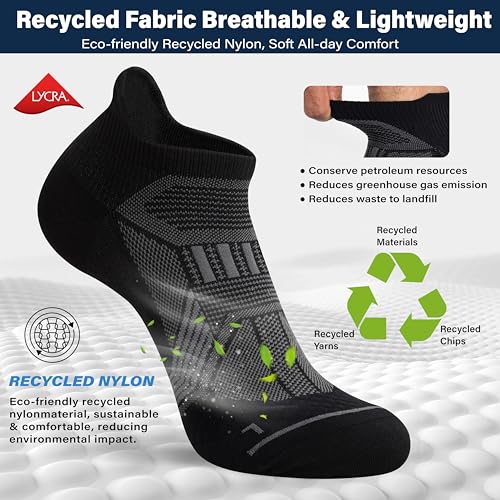 Hylaea Compression Ankle Socks for Running Athletic, Moisture Wicking - color: Black 6 Pairs, size: Small