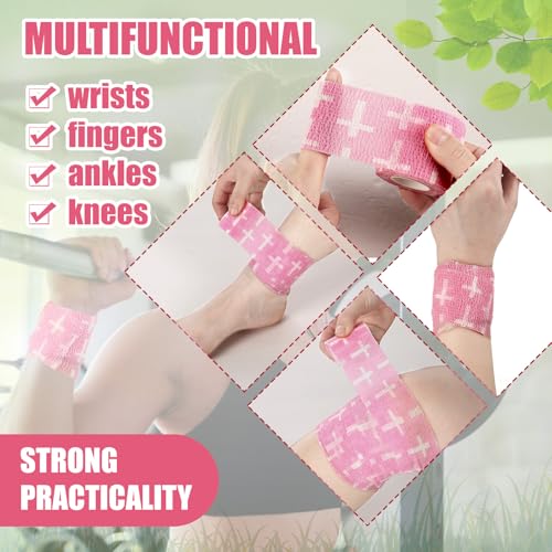 Geiserailie 12 Pack Christian Athletic Tapes 2 Inch x 5 Yards, Pink - color: Pink