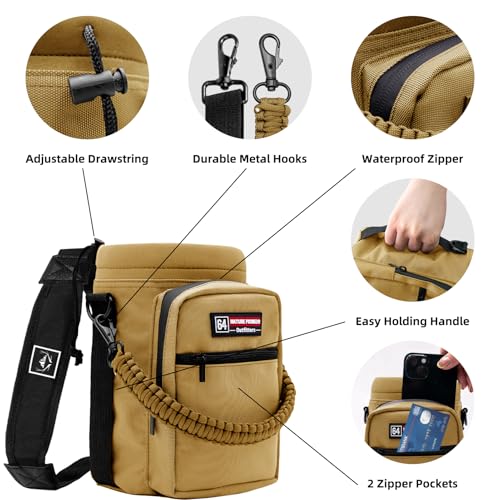 NATURE PIONEOR 26-128 oz Insulated Water Bottle Carrier Holder with Strap - color: Brown, size: 64oz