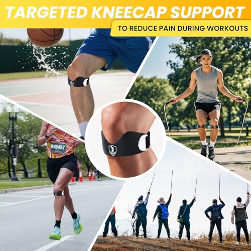 Patellar tendon support strap2 Pack, helps protect knee support for hiking, soccer, basketball, running, jumping, tennis, cycling ,Volleyball and squats， providing additional support during exercise black