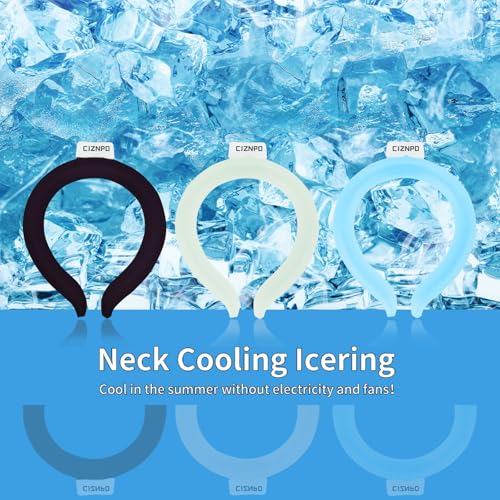 2PCS PCM Neck Cooling Tube with Insulated Bag, Reusable Ice Ring Neck Cooler Wrap, Wearable Cooling Neck Ring for Hot Weather in/Outdoor Sports, TPU Freezable Collar (Blue+White) - color: White+blue