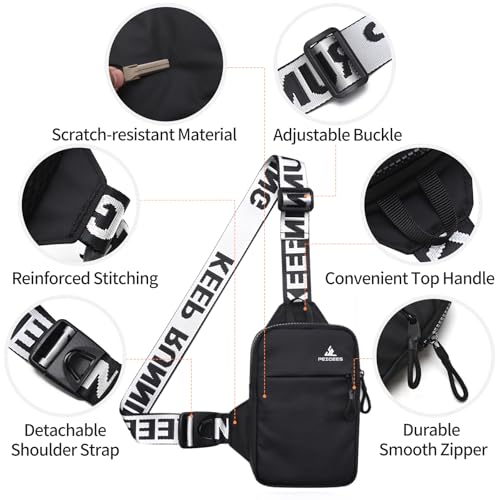 Peicees Mini Crossbody Sling Bag Chest Bag Dual Pocket Water Resistant Fanny Pack Running Phone Holder for Men Women Workout Travel, Grey - color: Grey