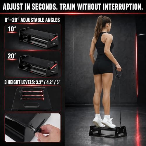 Calf Raise Block, Adjustable Angle & Height, Steel, 880lbs