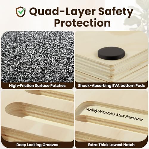Premium Adjustable Wooden Slant Board for Calf Stretching & Squats, 330lb
