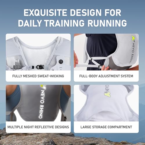 N NEVO RHINO Running Vest with 350ML TPU Soft Flask,Adjustable Chest Straps - color: Gray