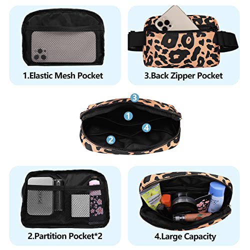 VOROLO Fanny Pack Women And Men Black+Leopard Yellow - color: Black+Leopard Yellow
