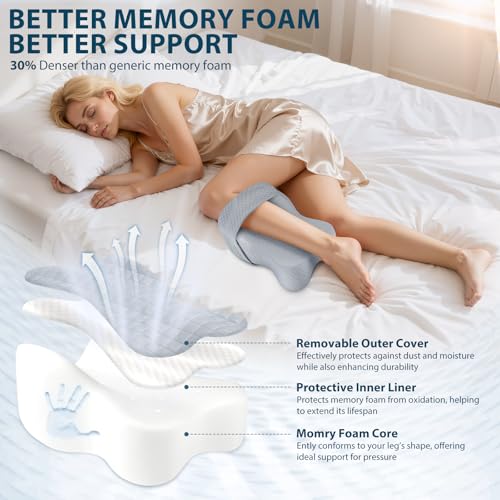 Ciavca Knee Pillow for Side Sleepers Hip Pain Relief with Adjustable Strap