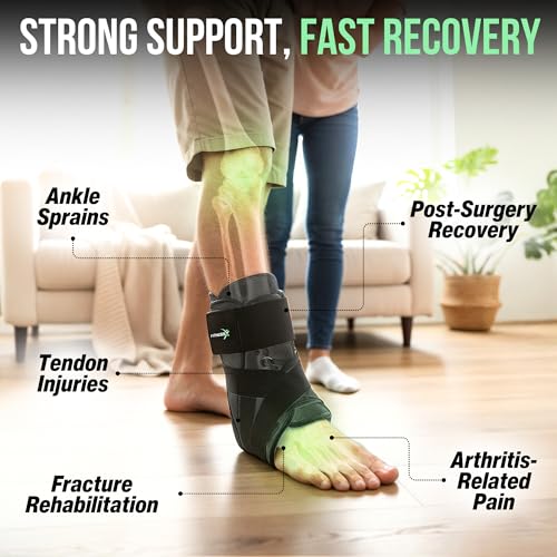 Reinforced Lace Up Ankle Brace with Side Stabilizers for Sprained Foot Wrap - size: Large